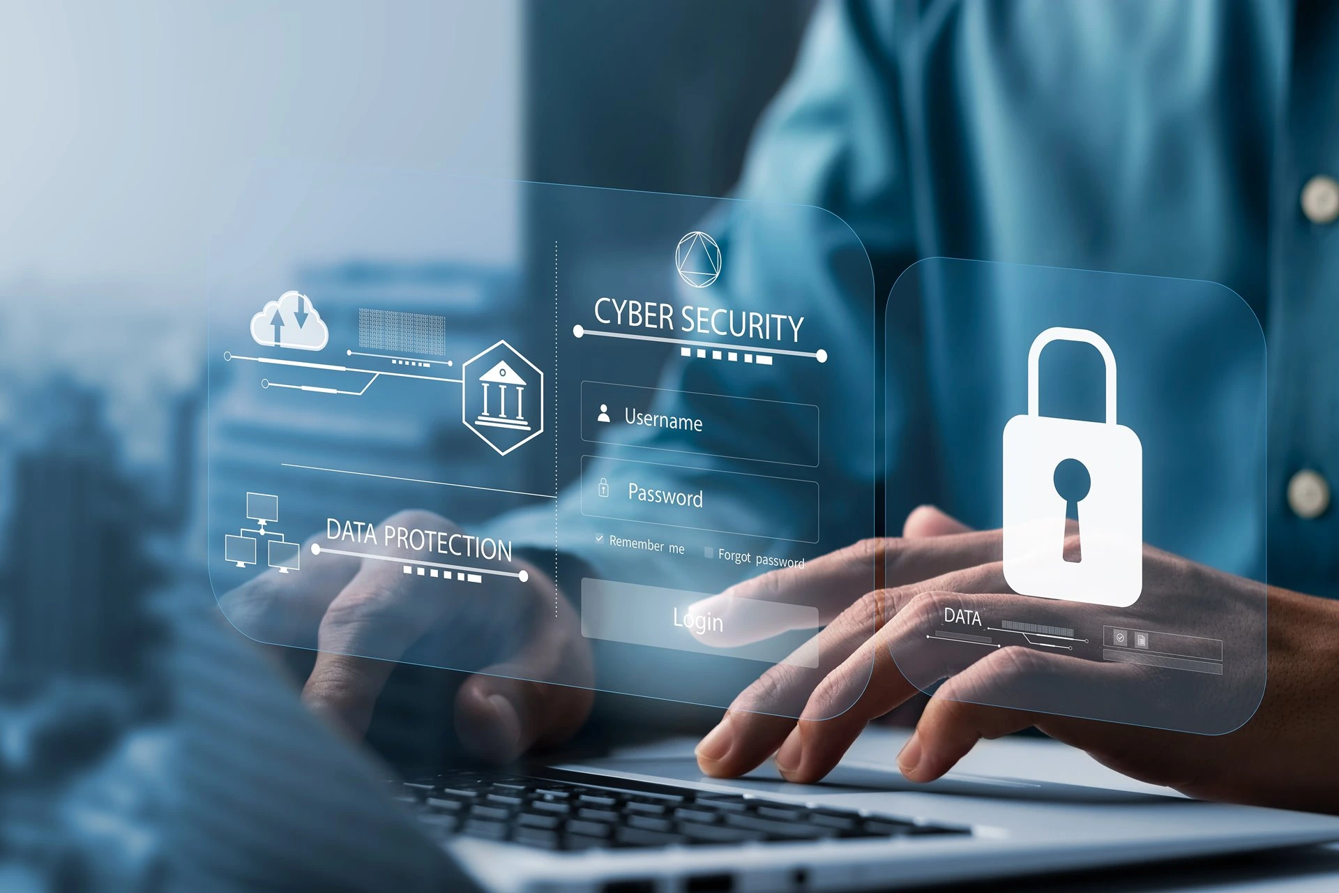 Cadeado digital simbolizando segurança cibernética